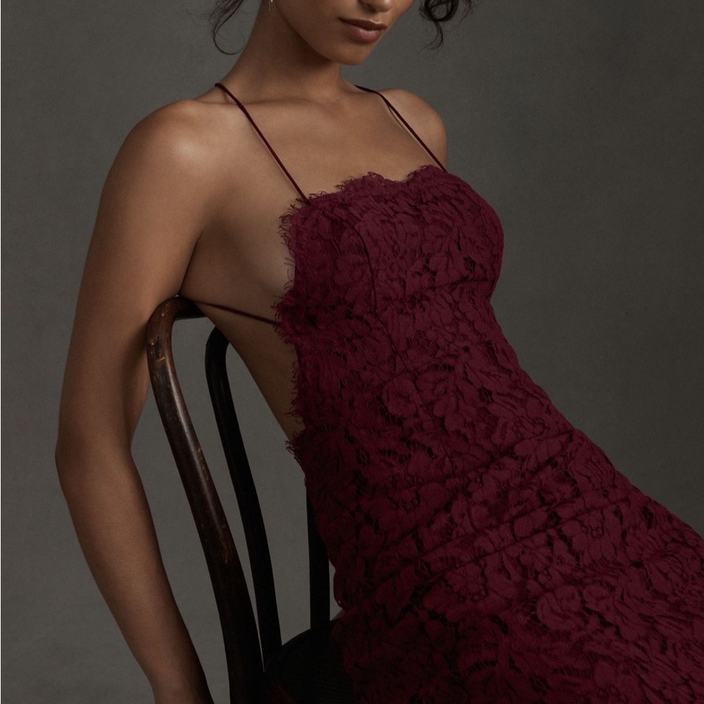 Fame and Partners Burgundy Backless Lace Dress Size 4